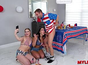 Mylfex: Curvy Cougar and Bimbo Ride Neighbor's Cock in Garage!