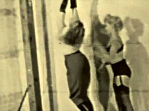 Vintage lesbians bound in hairy pussy frenzy!