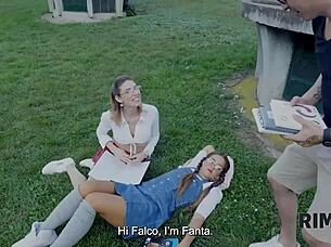 Beautiful blonde nerd couple indulges in european ass licking fetish play