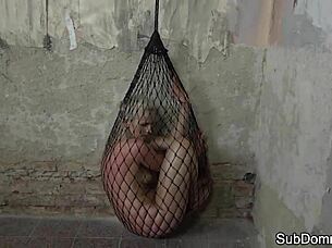 Euro submissive trapped dominated roughly in kinky bondage web