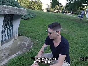 Beautiful blonde nerd couple indulges in european ass licking fetish play