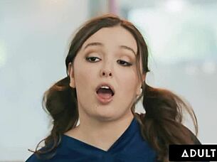 Naughty Leana Lovings rides stepdad's buddy almost caught facial