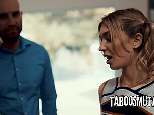 Petite blonde Marykate Moss rides MILF Cory Chase doggystyle