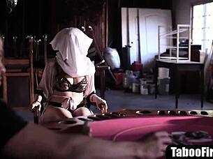 Wanna see blonde teen 18+ take masked gangbang in every hole?