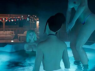 House party erupts in bold lesbian sex action