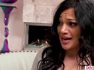 big tits milf gags on boss cock deepthroat facefuck