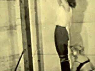 Vintage lesbians bound in hairy pussy frenzy!