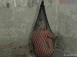 Euro submissive trapped dominated roughly in kinky bondage web