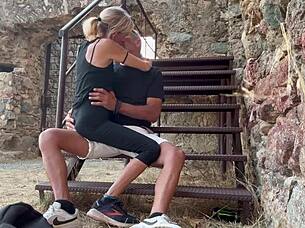 Risky outdoor creampie we cum together fast!