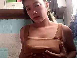 Asian Girl Next Door Teases Petite Body in Sheer Seduction