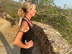 Risky outdoor creampie we cum together fast!