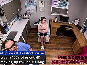 Petite shaven babe spreads for humiliating rectal exam roleplay