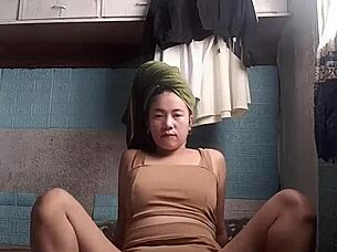 Asian Girl Next Door Teases Petite Body in Sheer Seduction