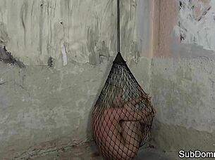 Euro submissive trapped dominated roughly in kinky bondage web