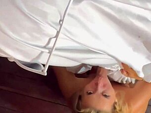 Big Cock Ghost Pounds Colombian Blonde's Big Tits Ass Outdoors!