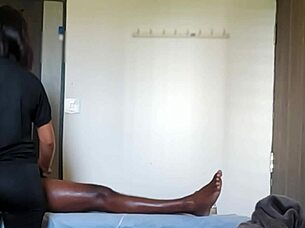 Sexy masseuse caught giving happy ending cock massage