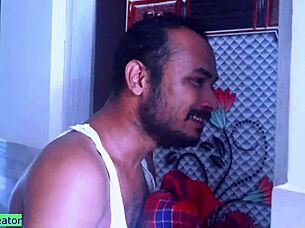 horny indian bhabhi bends for laundry boy's thick cock creampie