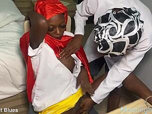 EbonY PETITE STUDENT TEMPTS TEACHER BEFORE CHRISTMAS BREAK FOR STEAMY OFFICE FUN 🎄🍫