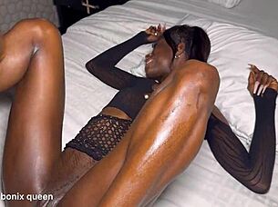 Messy creampie overwhelms skinny ebony lover's tight pussy