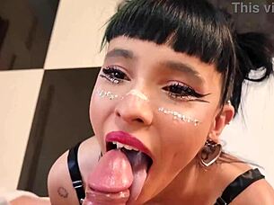 neighbor and daughter eat my cock then fuck in kitchen