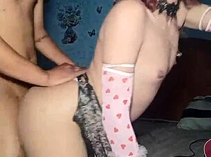 real femboy strokes cock in crossdressing update