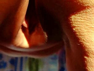 mature woman flashes her huge fanny lips