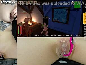 twitch egirl moans as tropical monster cums on her wet pussy?