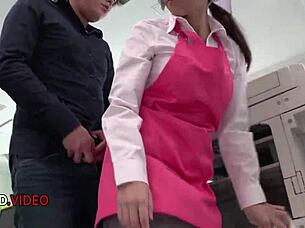 Chihiro Akino's Office Milf Blowjob Leads To Hardcore Creampie!