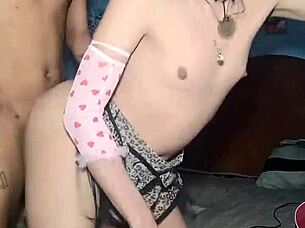 real femboy strokes cock in crossdressing update