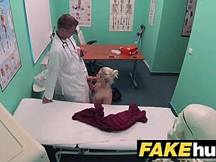 i'm the horny doctor pounding her smooth petite pussy in fake hospital exam