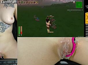 twitch egirl moans as tropical monster cums on her wet pussy?