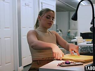 lesbian boss anna claire clouds strapon fucks brunette assistant deep