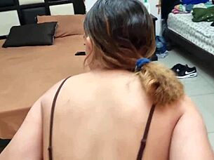 hermosa tattooed latina fishnets big ass homemade masturbates till chest cumshot