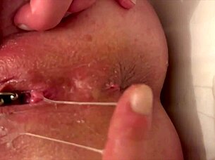 german milf in gold heels fingers gaping asshole and rides juicy pussy wildly