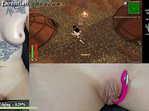 twitch egirl moans as tropical monster cums on her wet pussy?