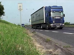 Busty babe public gangbang threesome doggystyle by highway 🚗💦