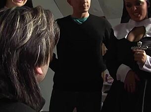 two nuns cosplay take monster cocks doggystyle cowgirl in wet holes