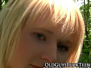 young babe heads outdoors for intense oral with older guy swallowing every drop