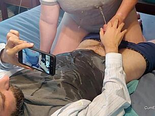 hot amateurs blast massive cum then golden shower piss play