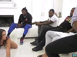 Cleaning lady Avi Love in lingerie takes bbc gangbang doggystyle deepthroat