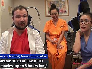 Spy cam catches Mia Sanchez's gyno exam spreading shaved pussy for doctor in hospital.