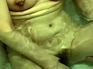 wife slowly washes body in bath, i grope her nipples before sex