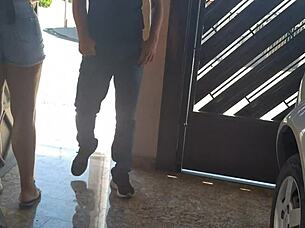 hot neighbor in tight jeans shorts teases everyone on the street