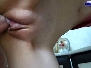 petite sunako kirishiki fucked hard in kitchen close-up pussy and ass pov