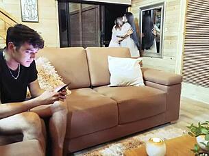 curvy latina milf roommate tempts virgin stud with huge tits and fat ass