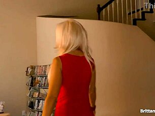 blonde babe brittany andrews moans wet pussy in red lingerie