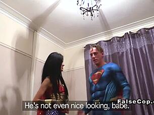 fake cop sneaks in and bangs office couple in steamy threesome reality