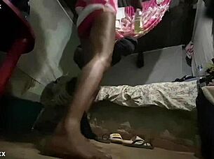 sexy skinny babe spreads long legs in miniskirt for homemade fuck