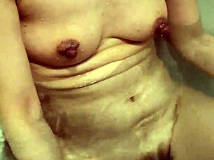 wife slowly washes body in bath, i grope her nipples before sex