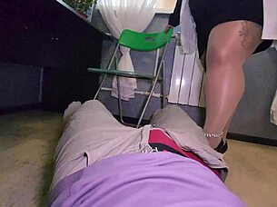 my heart races during this femdom medical dick exam in heels and pantyhose